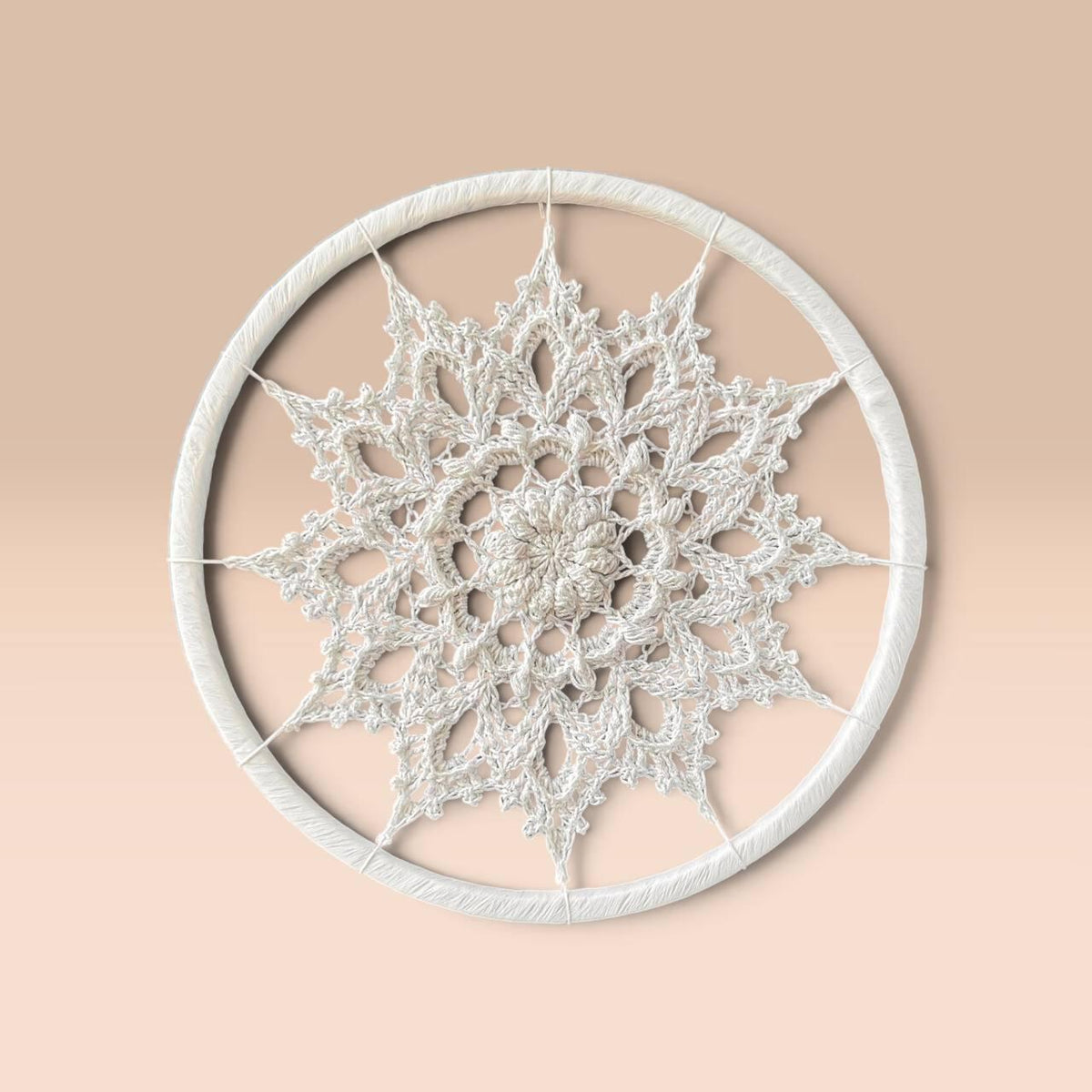 White Crochet Mandala Wall Hanging – Boho Nursery Decor