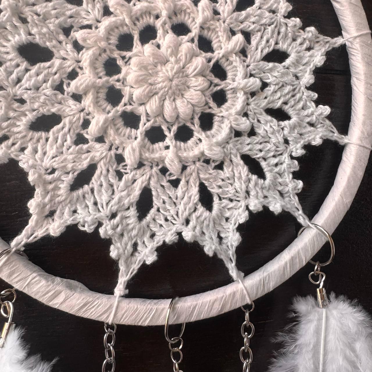 Small White Crochet Dream Catcher – Boho Nursery Wall Decor