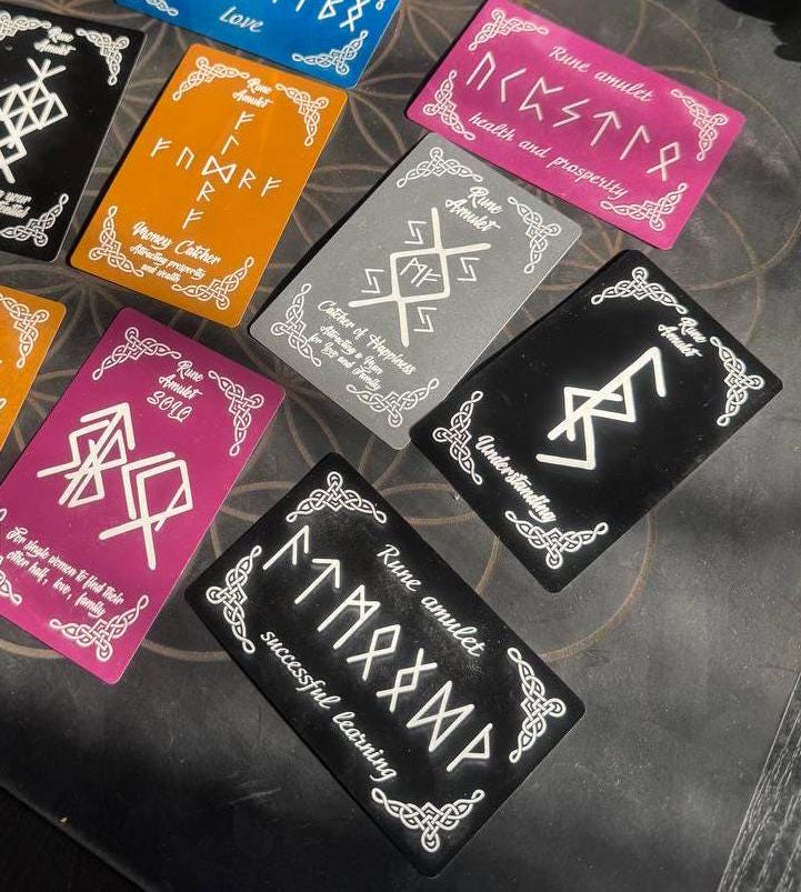 Runic Amulet Card Mutual Understanding, Celtic Talisman, Spiritual Wallet Card, Rune Charm