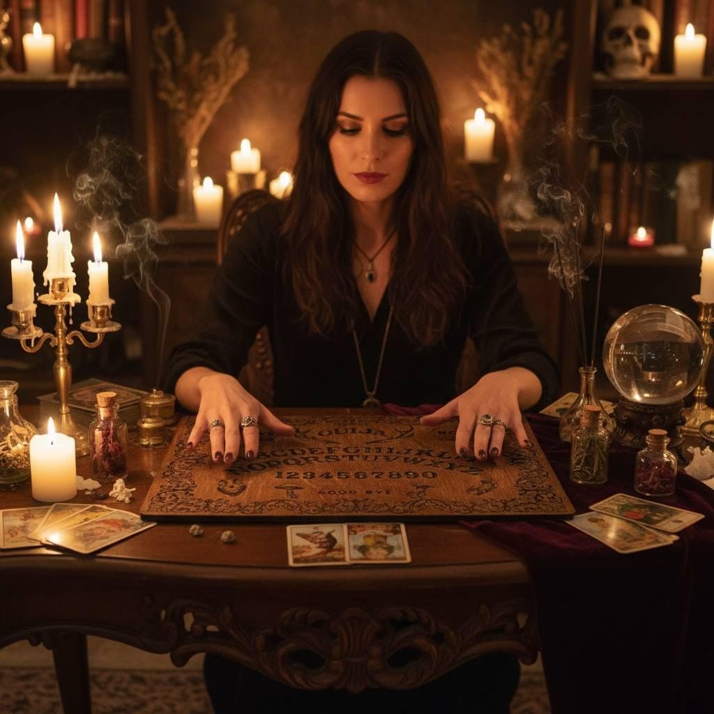 Wooden Ouija Board, Witchy Divination Spirit Board, Gothic Home Decor