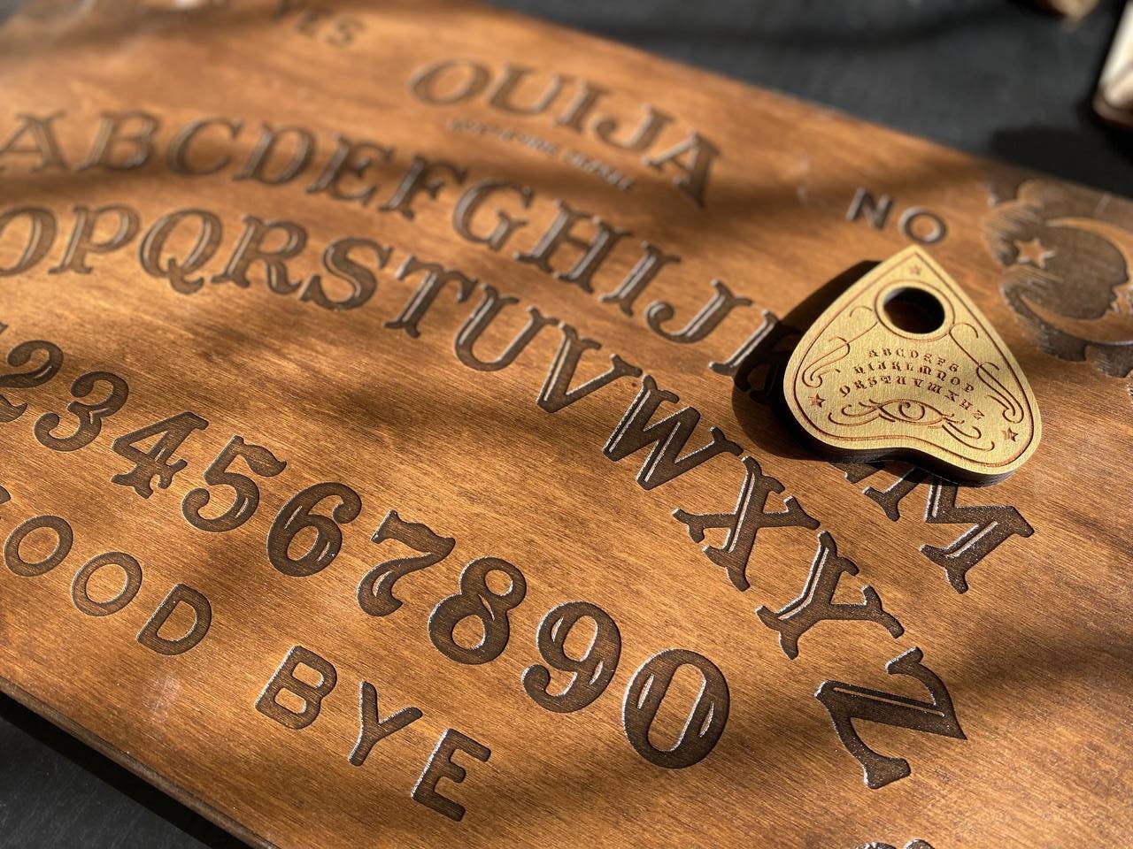 Personalized Wooden Ouija Board, Gothic Spirit Board, Occult Talking Board Set