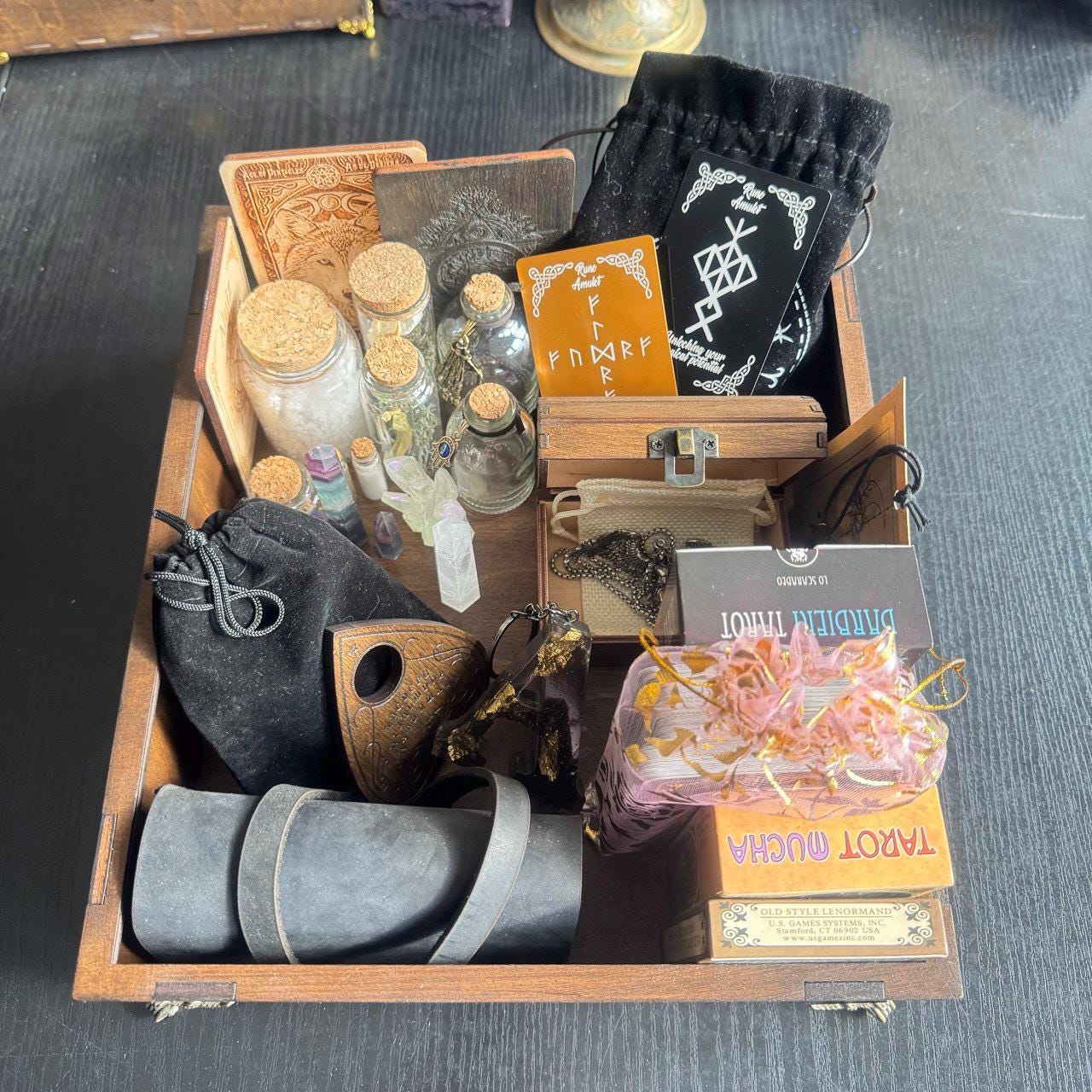 Personalized Wooden Witch Altar Box: Esoteric Magic Storage