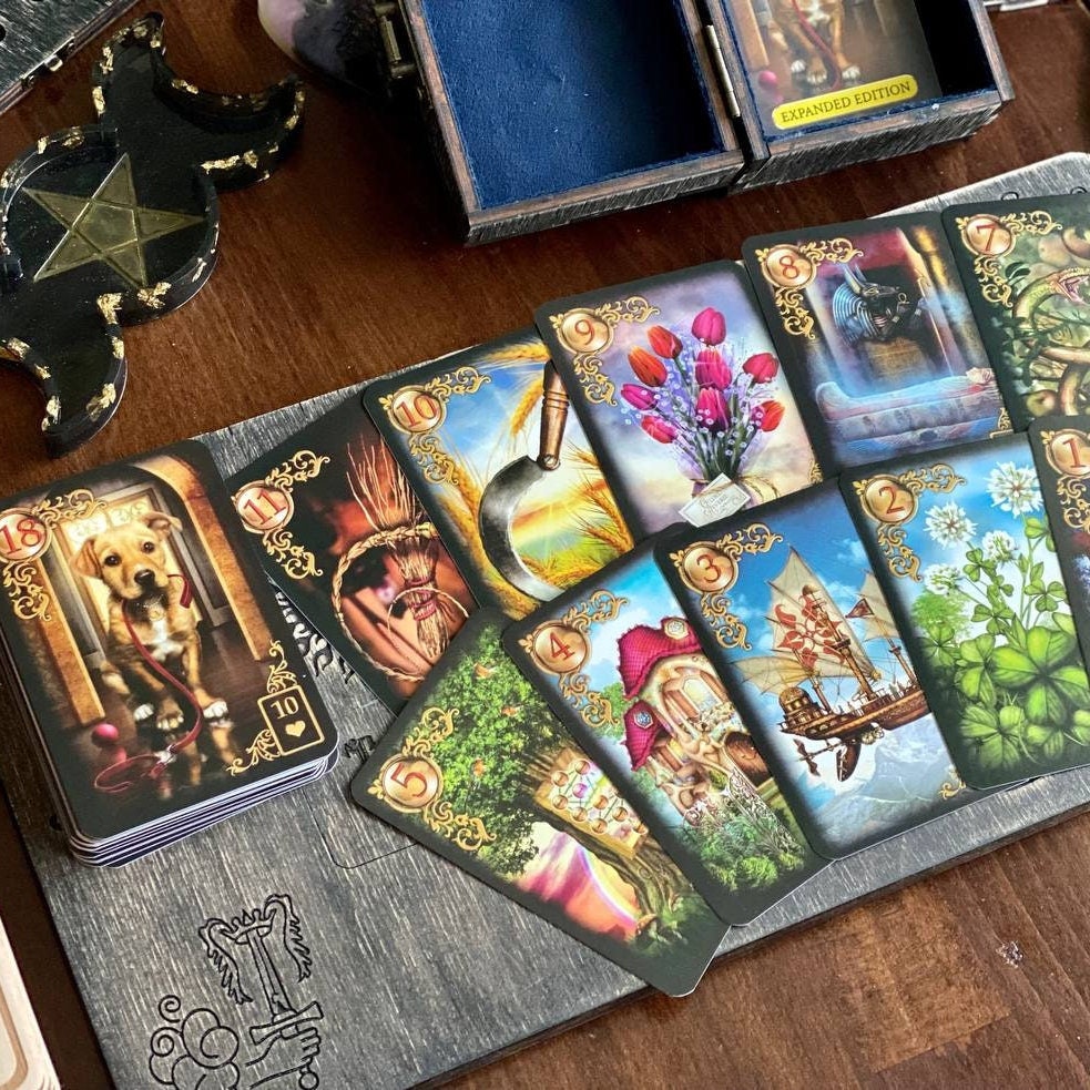 Golden Dreams Lenormand Deck, Wooden Box & Reading Board Set