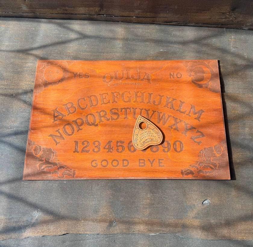 Engraved Wooden Ouija Board with Planchette: Custom Spirit Board