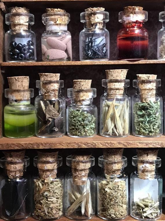 Mini Spell Bottles Set: Witchcraft Apothecary Glass Vials with Cork Lids