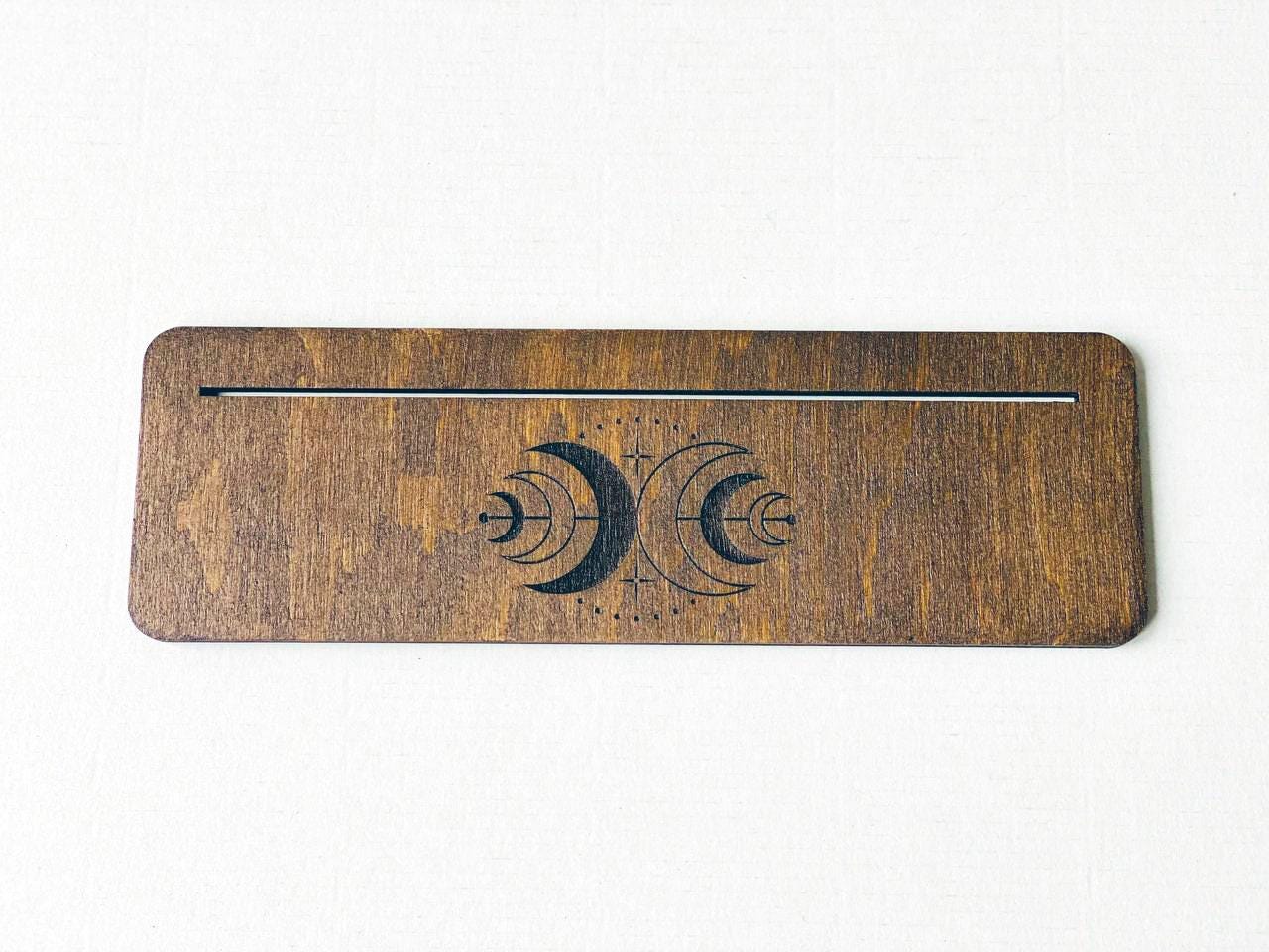 Personalized Three Card Tarot Holder, Engraved Rosewood Reading Stand