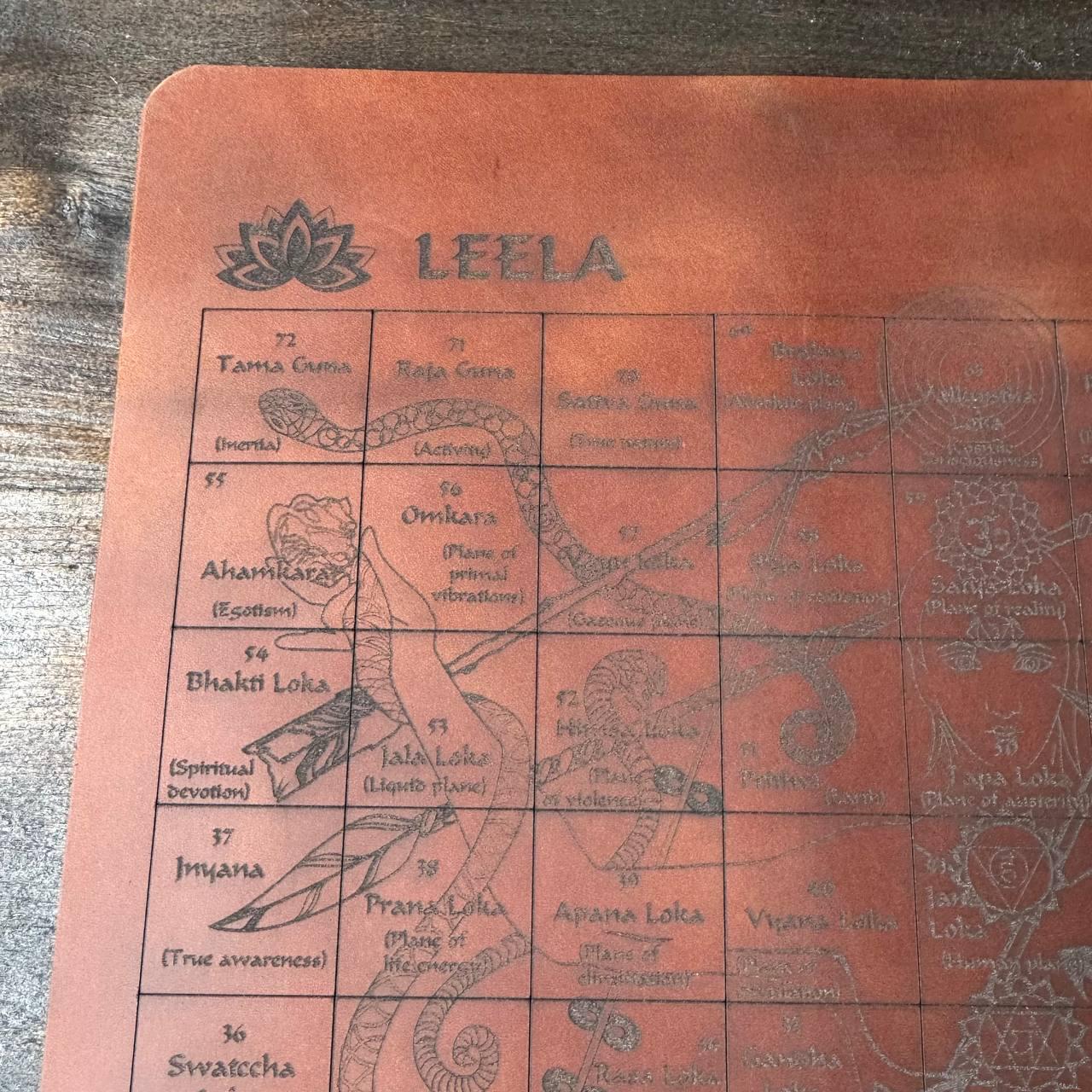 Leela Game Board – Handcrafted Leather Spiritual Tool | Karma Snakes & Sacred Geometry