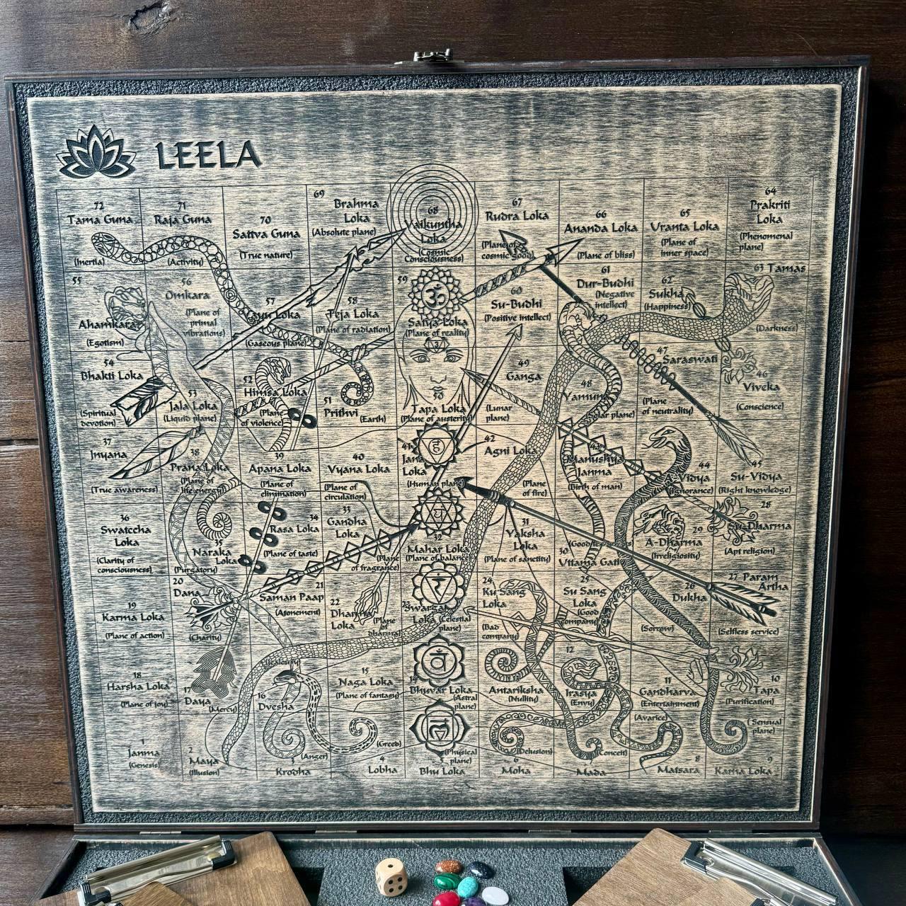 Wooden Leela Game – Spiritual Board Game | Mindfulness Meditation Tool Set
