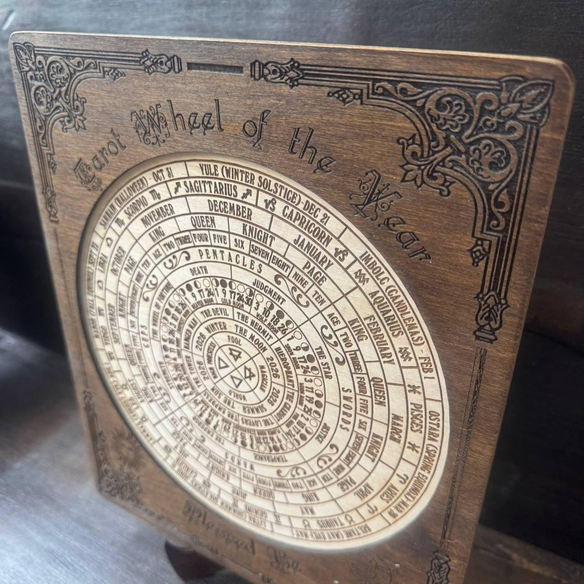 Tarot Wheel of the Year Calendar – Wiccan Zodiac Wall Art, Pagan Sabbat Wheel Gift