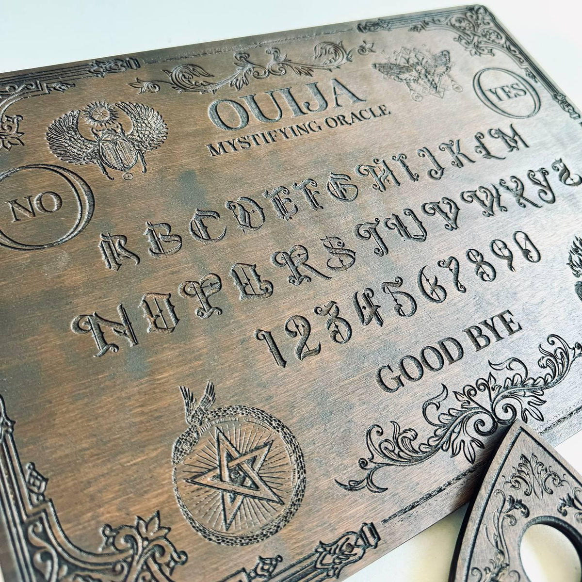 Gothic Ouija Board with Planchette: Victorian Fortune Telling Game