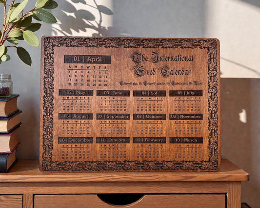Wooden 13 month calendar for lunar and spiritual planning