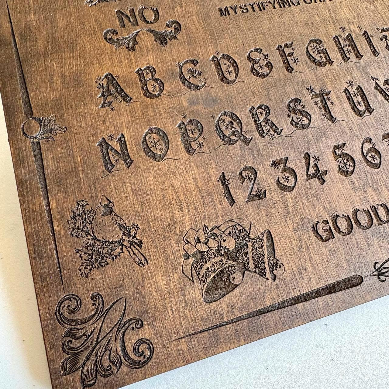 Wooden Ouija Board – Engraved Divination Tool with Mystical Planchette for Rituals