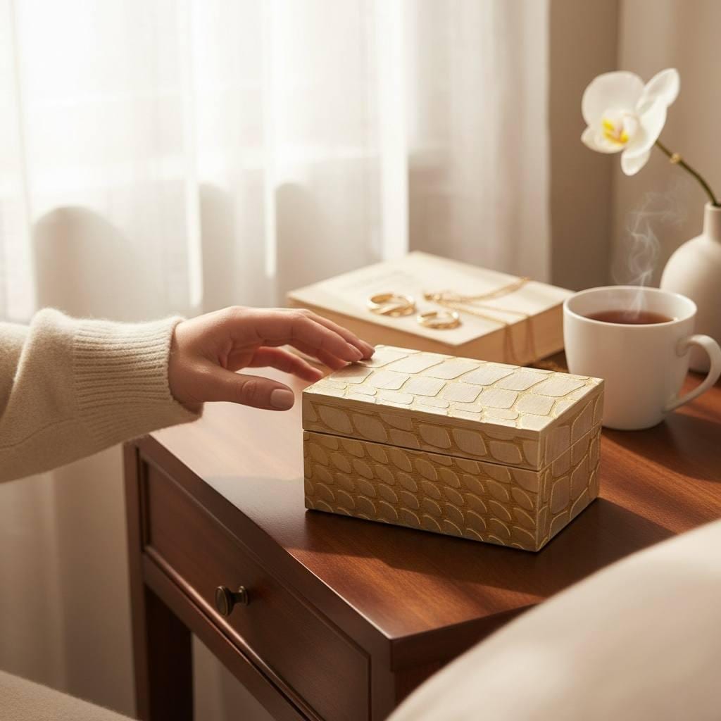 Pearl Reptile Tarot Box – Wooden Crystal & Card Storage