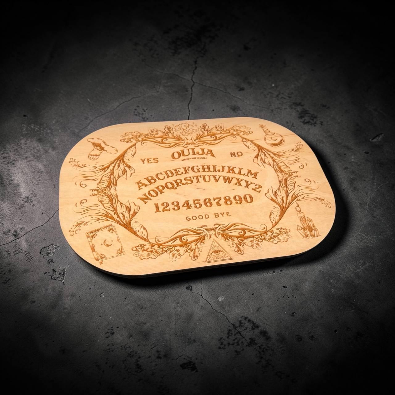 Wooden Ouija Board with Planchette Witch Altar Decor