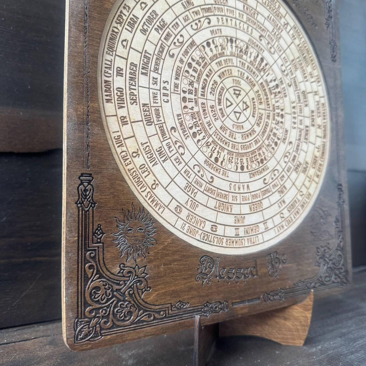 Tarot Wheel of the Year Calendar – Wiccan Zodiac Wall Art, Pagan Sabbat Wheel Gift