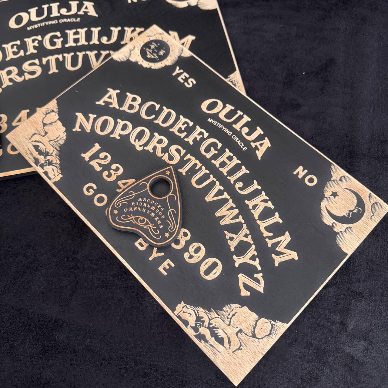 Black Wooden Ouija Board and Planchette Set: Esoteric Talking Spirit Board