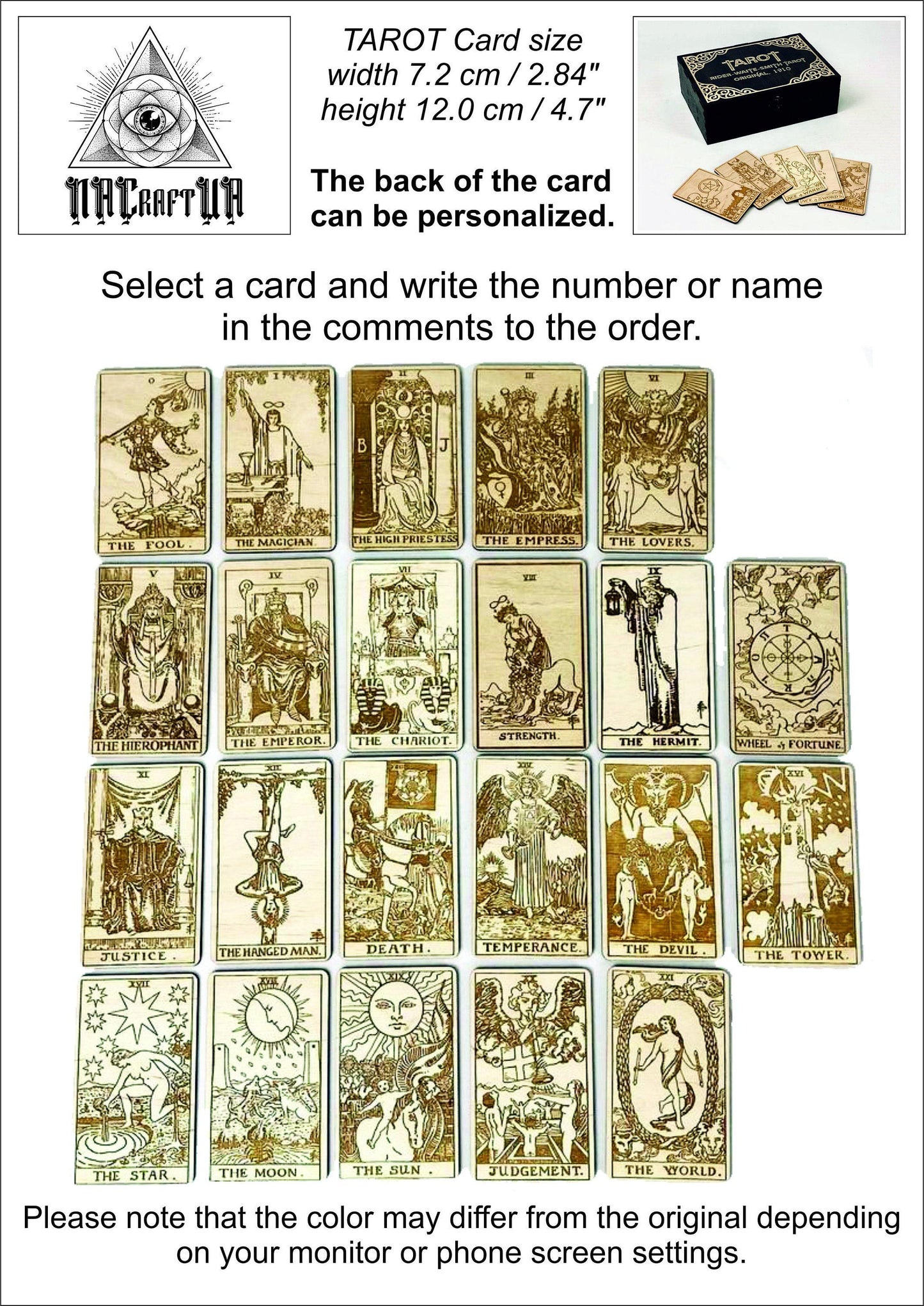 Card of the Day Wooden Tarot Rider–Waite–Smith Daily Guidance Card