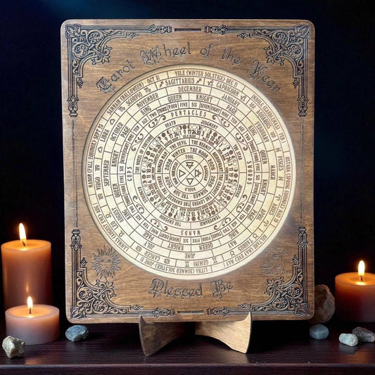 Tarot Wheel of the Year Calendar – Wiccan Zodiac Wall Art, Pagan Sabbat Wheel Gift