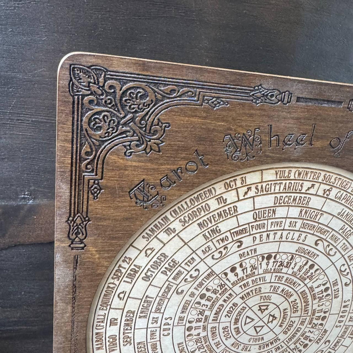 Tarot Wheel of the Year Calendar – Wiccan Zodiac Wall Art, Pagan Sabbat Wheel Gift