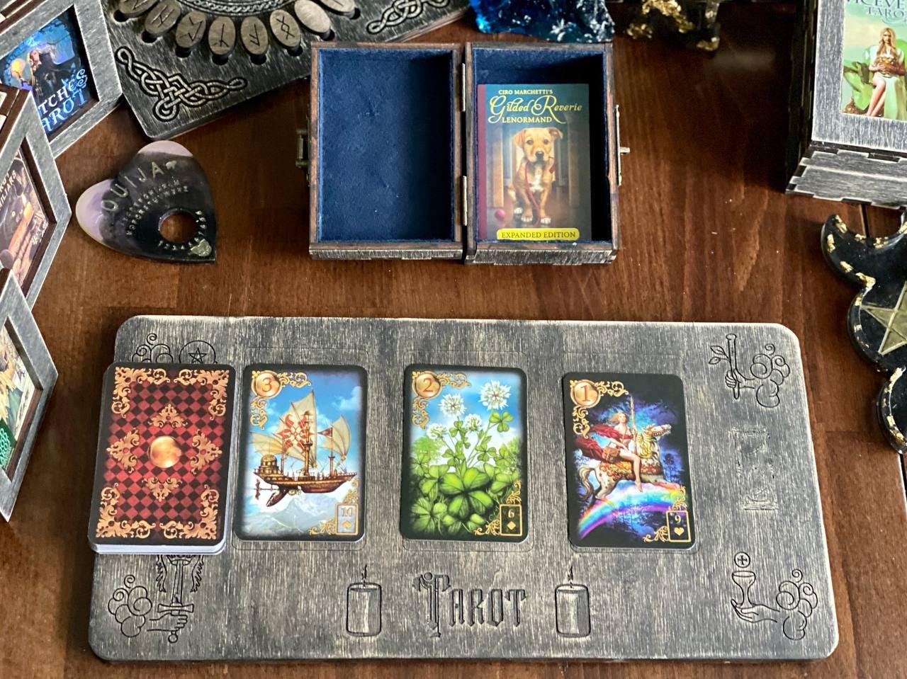Golden Dreams Lenormand Deck, Wooden Box & Reading Board Set