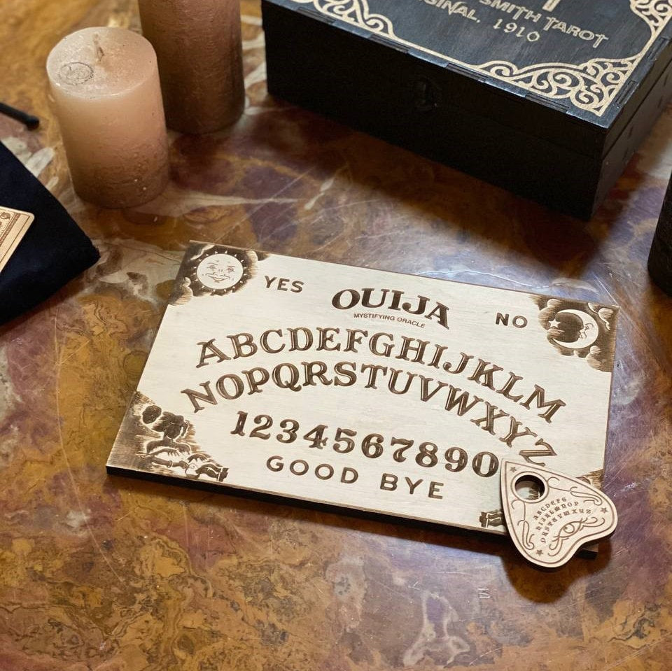 Wooden Ouija Board - Spirit Talking Board With Planchette Included | Mystic Divination Game