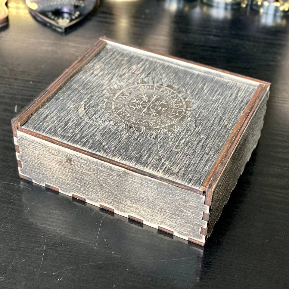 Engraved Wooden Tarot Card Box: Custom Wiccan Crystal Storage