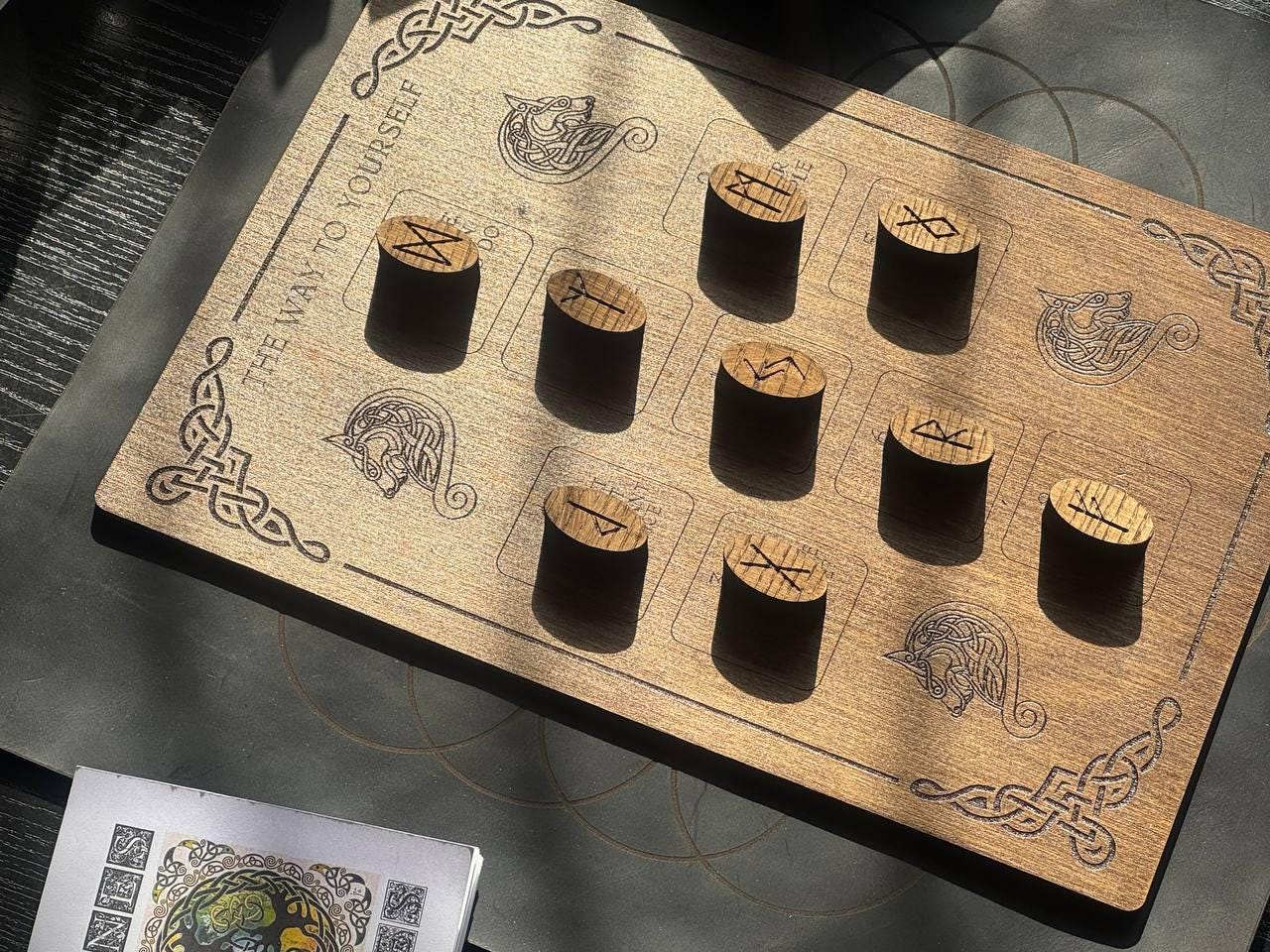 Way to Yourself Rune Board Wooden Divination Grid Spiritual Altar Tool