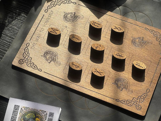 Way to Yourself Rune Board Wooden Divination Grid Spiritual Altar Tool