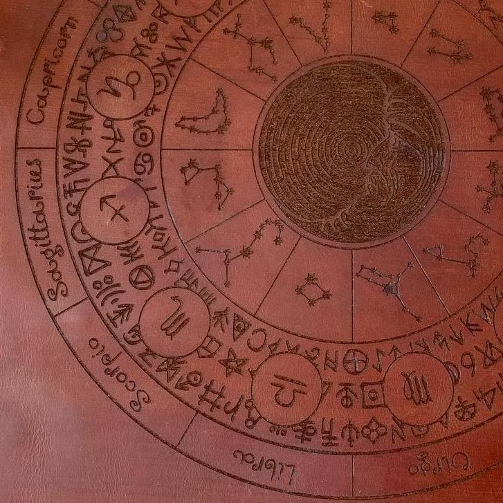 Leather Rune Casting Mat with Zodiac Circle