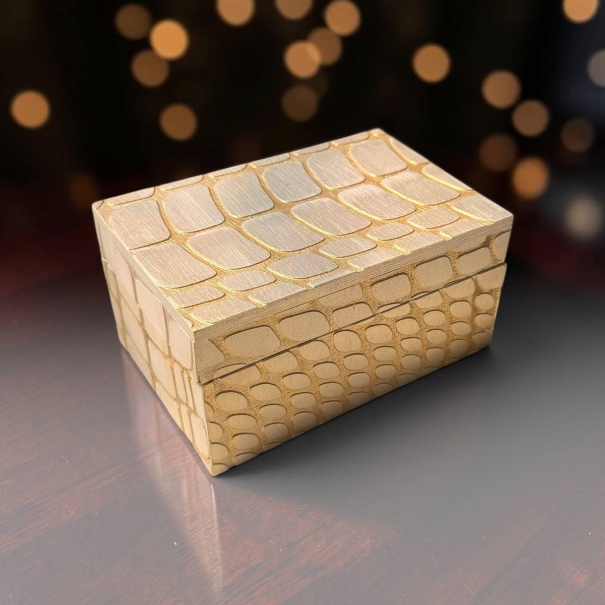 Pearl Reptile Tarot Box – Wooden Crystal & Card Storage
