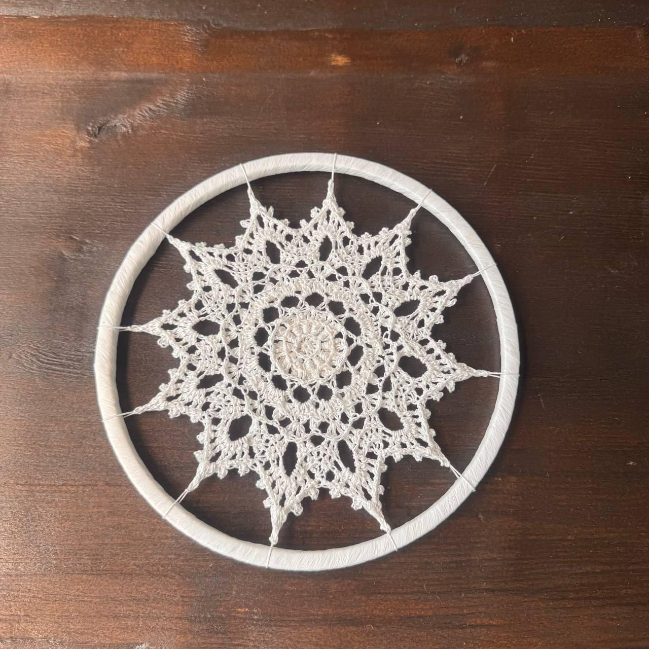 White Crochet Mandala Wall Hanging – Boho Nursery Decor