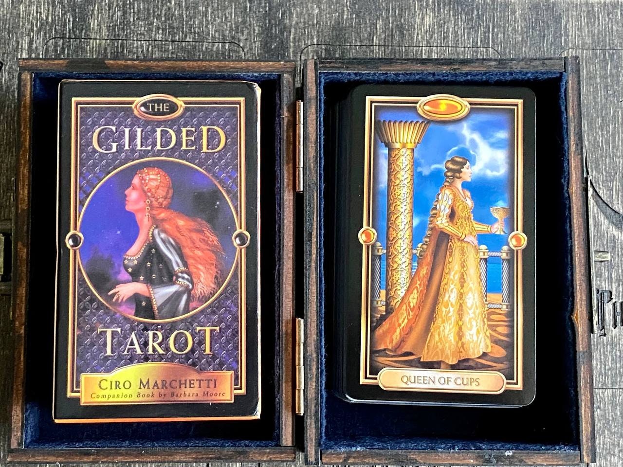 Royal Gilded Tarot Deck with Wooden Box, 78 Card Set