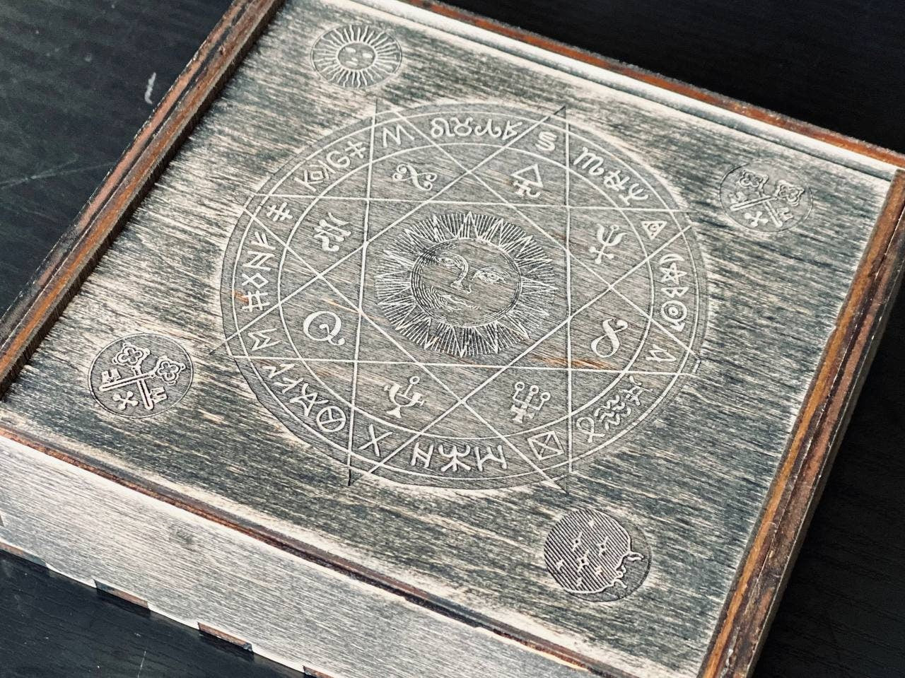 Tarot Card Holder Box – Personalized Wooden Witch Box for Crystals, Wiccan Pagan Ritual Storage