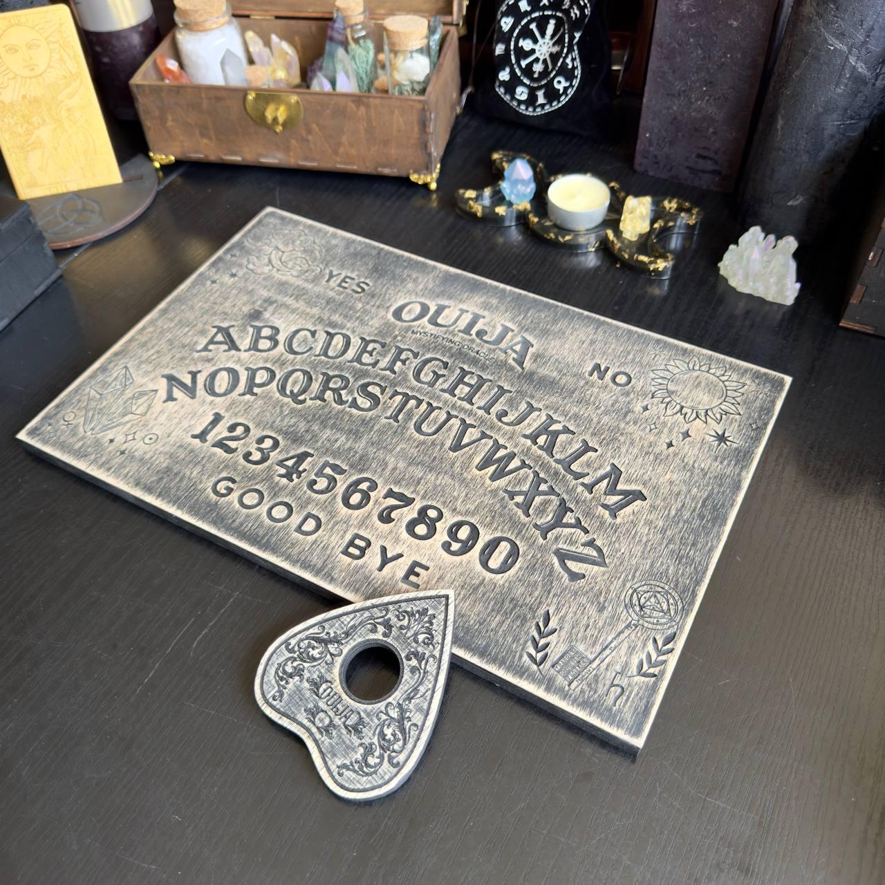 Wooden Ouija Board with Planchette: Magic Crystals Spirit Board