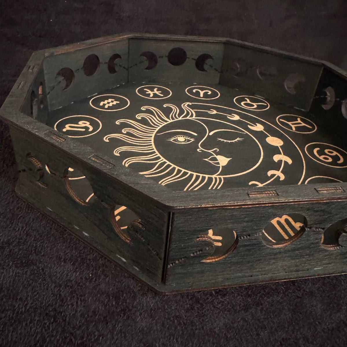 Zodiac Altar Tray, Sun Moon Astrology Witchcraft Decor