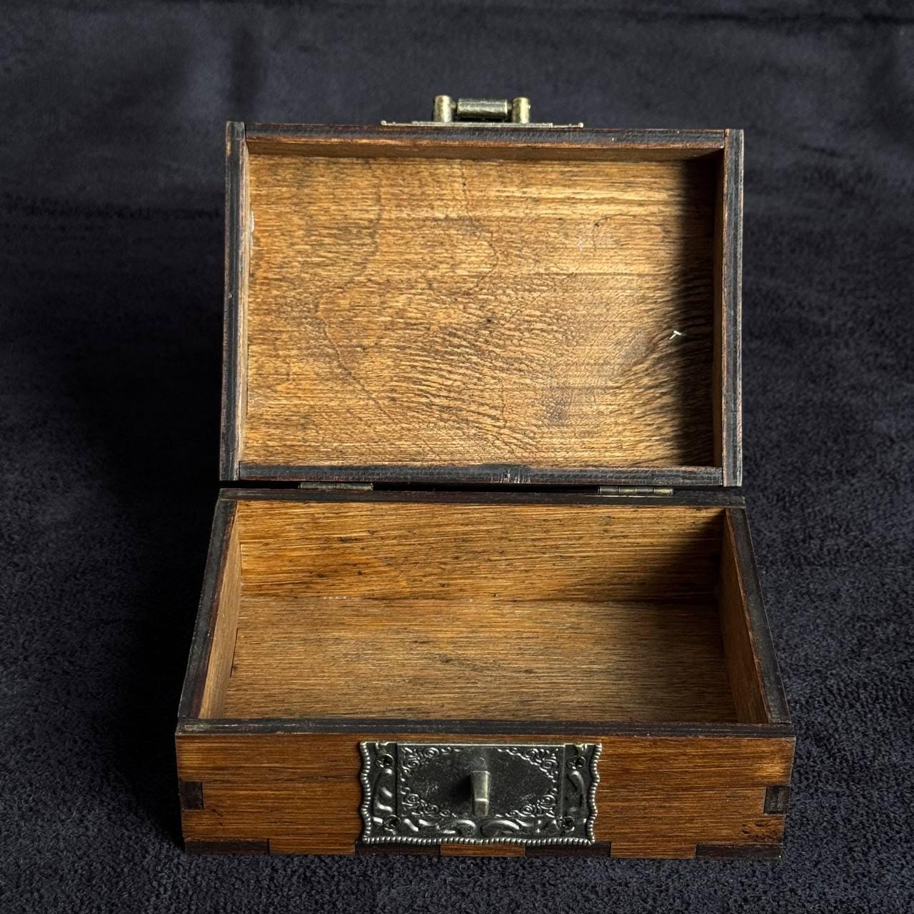 Wooden Treasure Box with Antique Lock, Vintage Style Jewelry Box Tarot Storage, Keepsake Chest