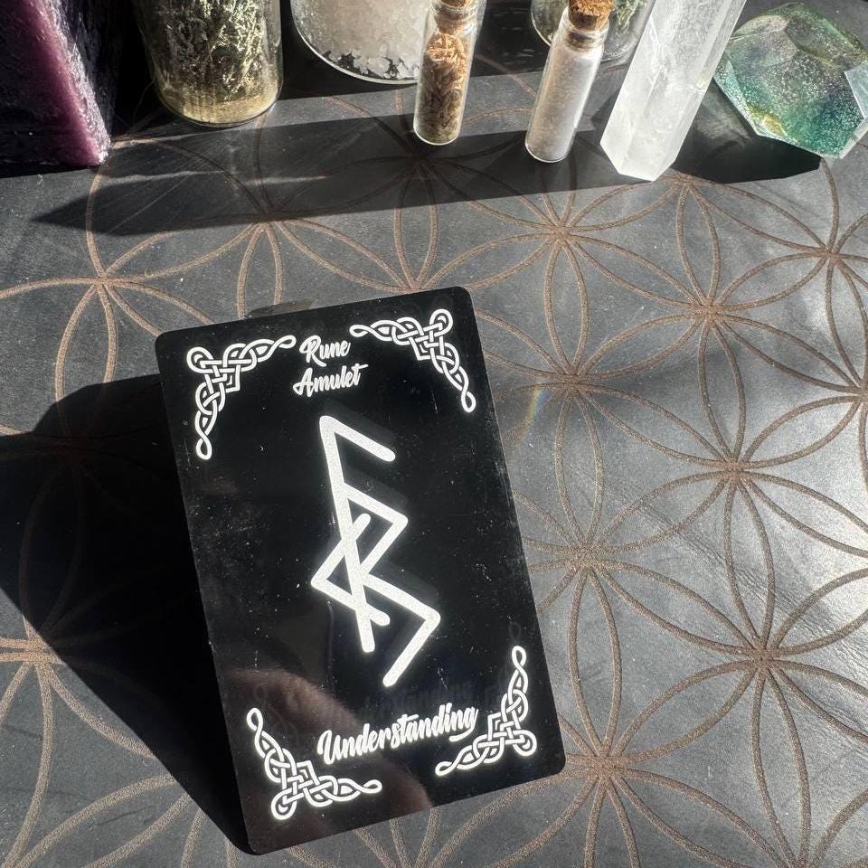 Runic Amulet Card Mutual Understanding, Celtic Talisman, Spiritual Wallet Card, Rune Charm