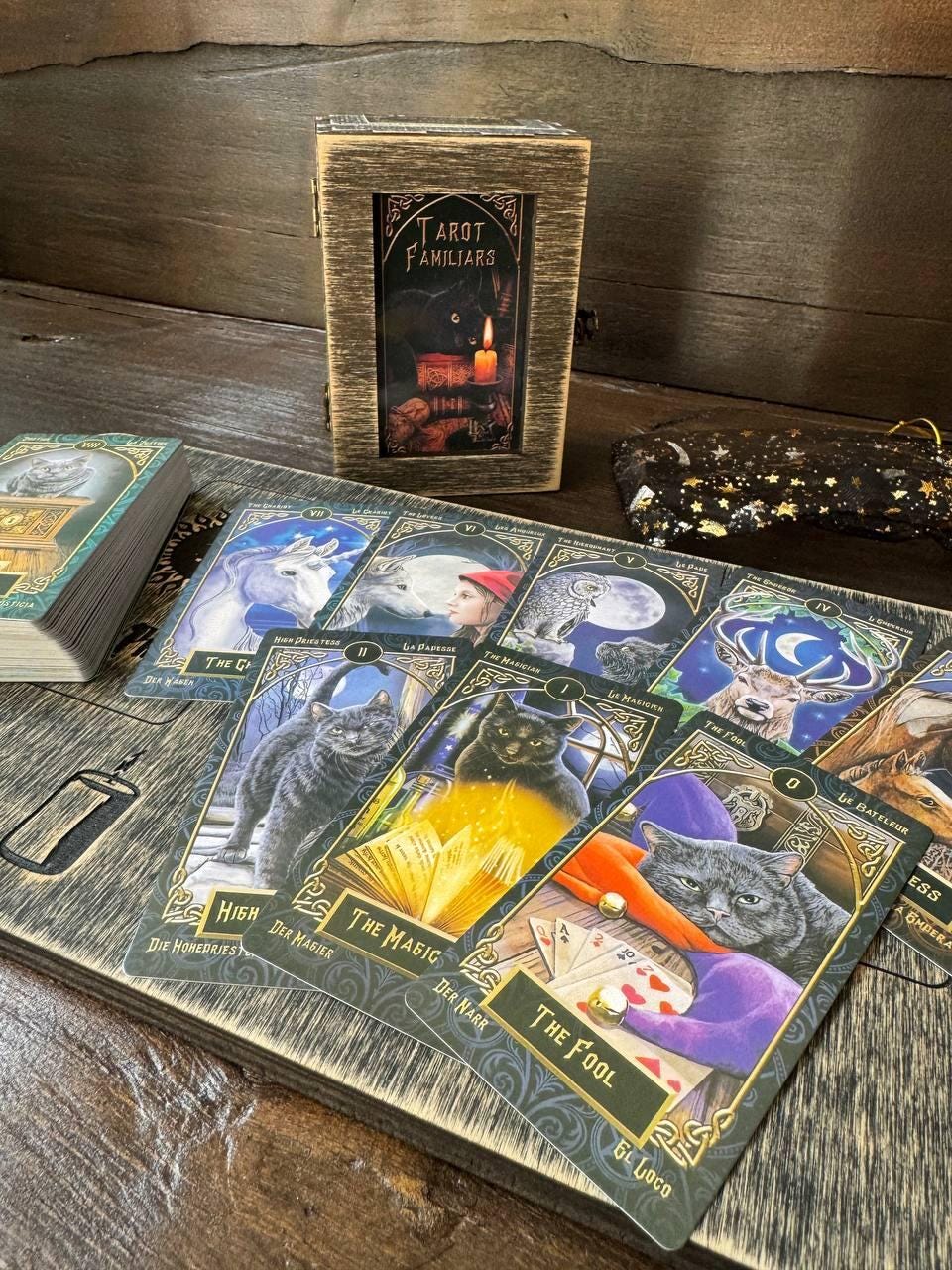 Animal Tarot Deck with Wooden Box & Spread Board