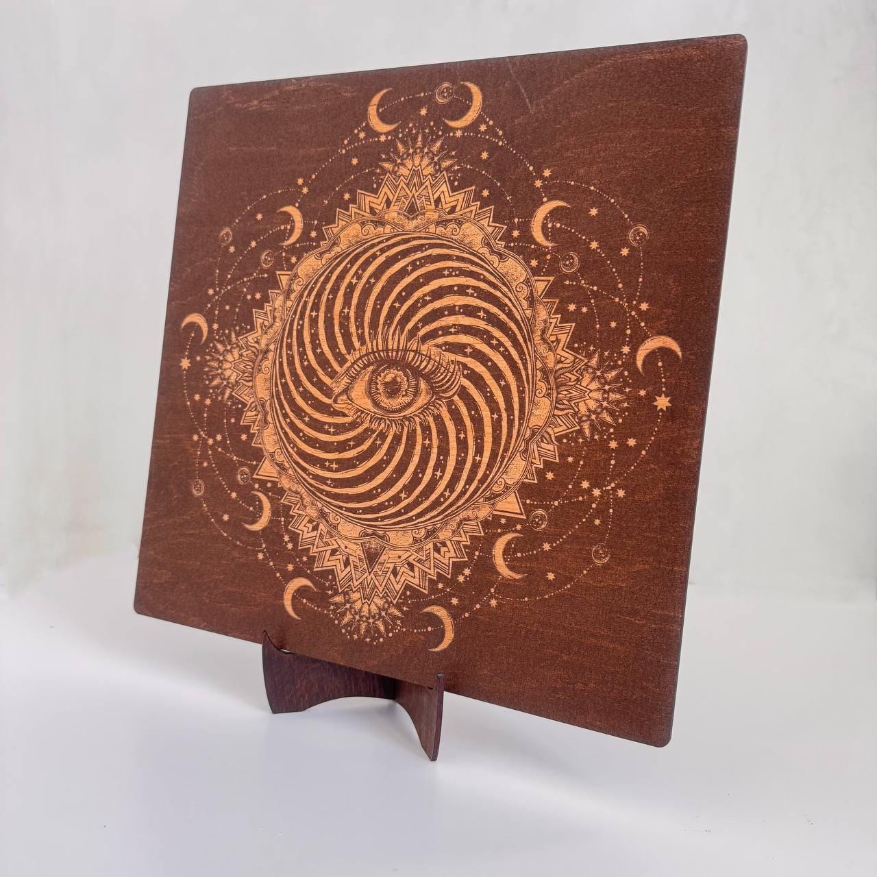 All Seeing Eye Wooden Wall Art, Engraved Occult Decor