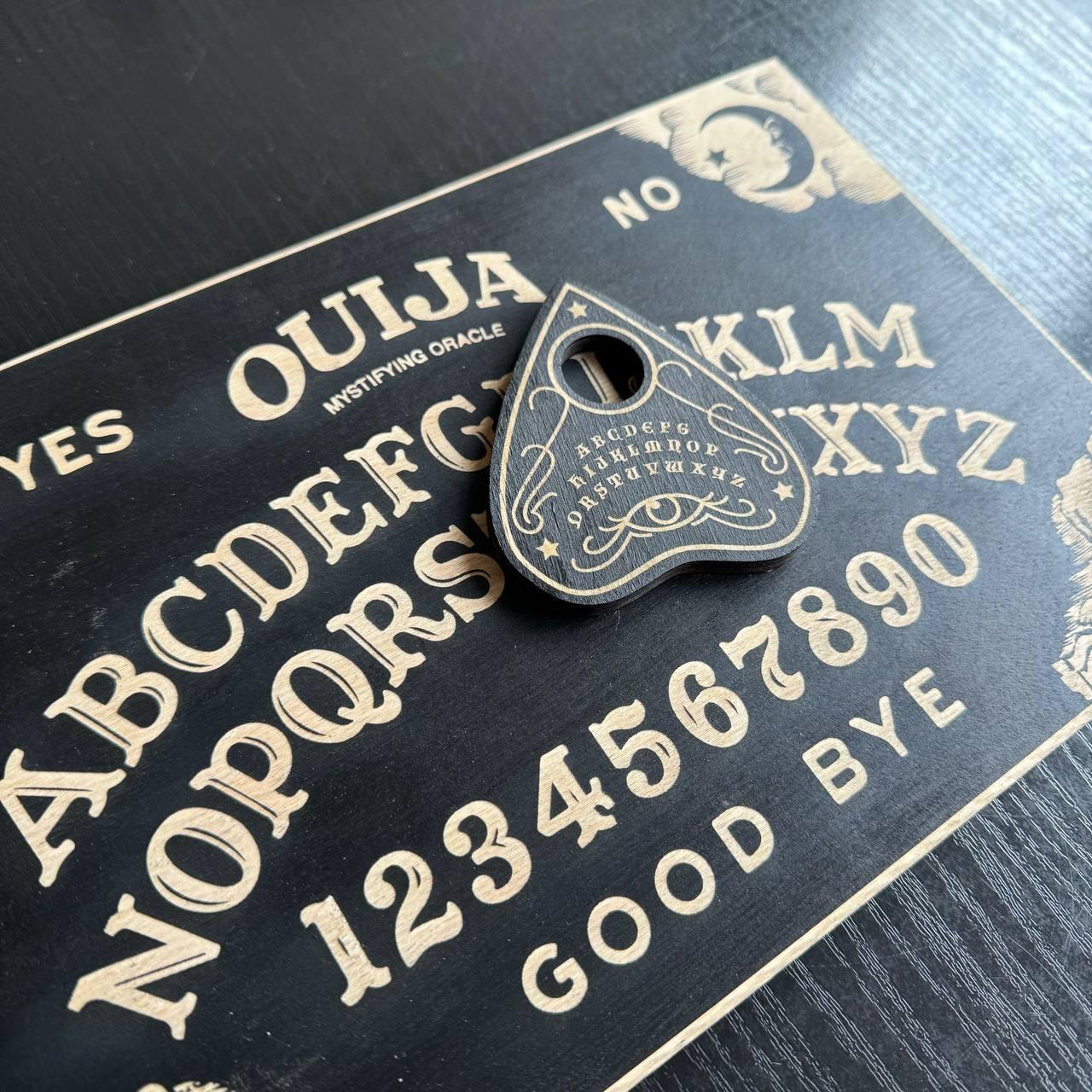 Black Wooden Ouija Board and Planchette Set: Esoteric Talking Spirit Board