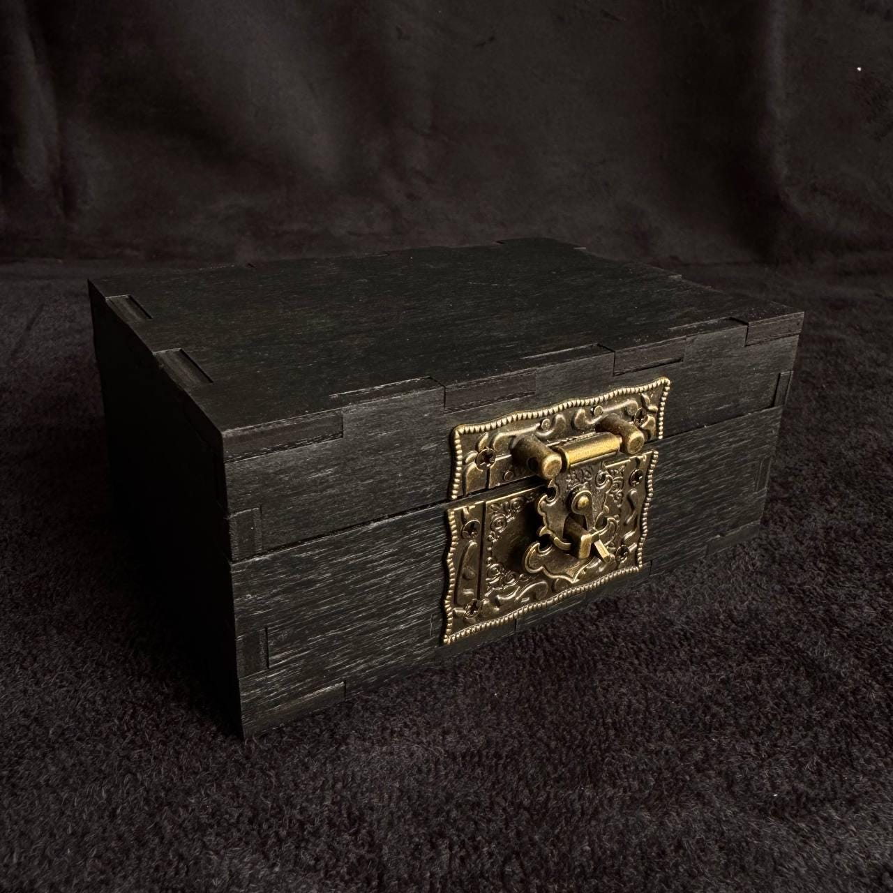 Wooden Treasure Box with Antique Lock, Vintage Style Jewelry Box Tarot Storage, Keepsake Chest