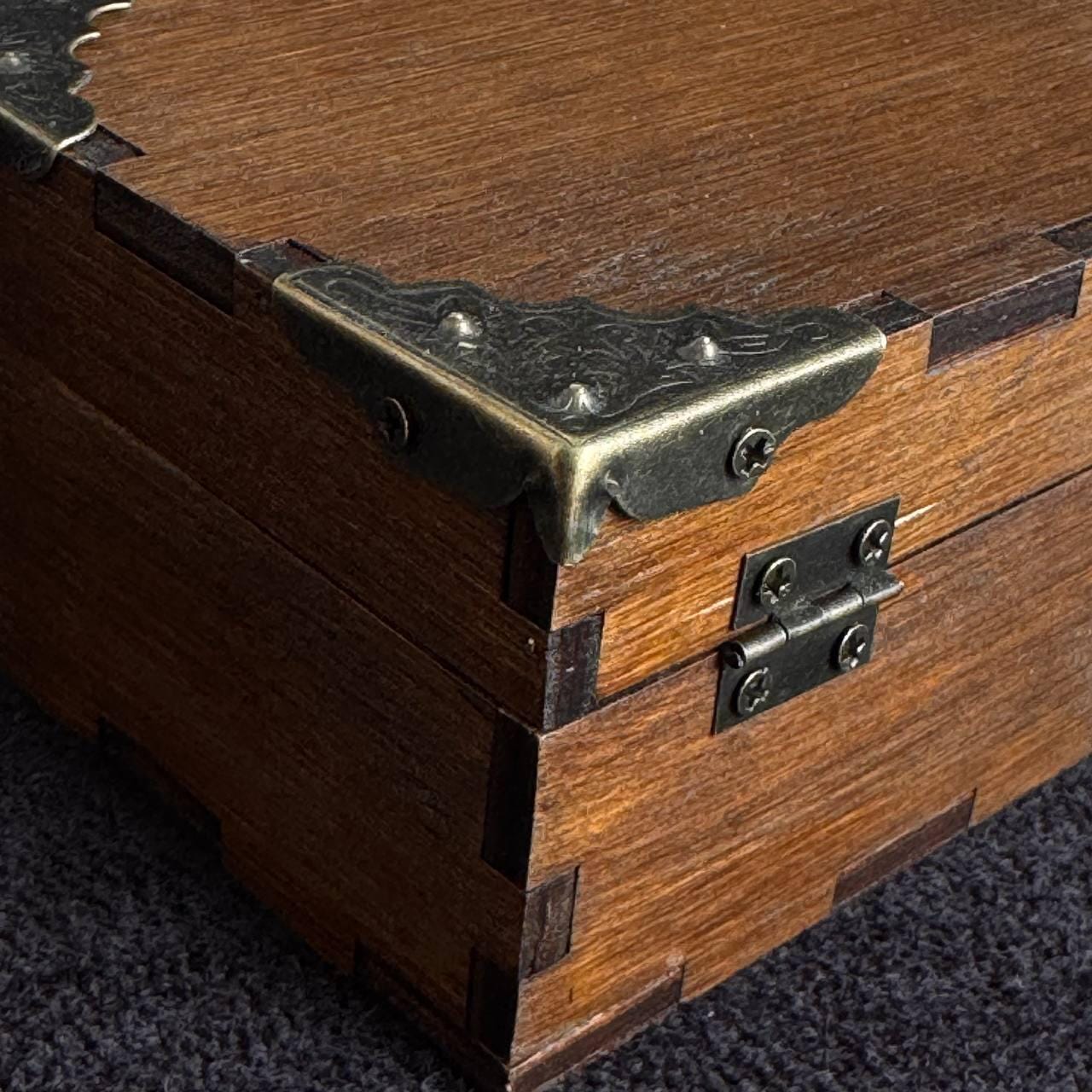 Engraved Wooden Storage Box, Vintage Witch Altar Box, Crystal Storage Chest