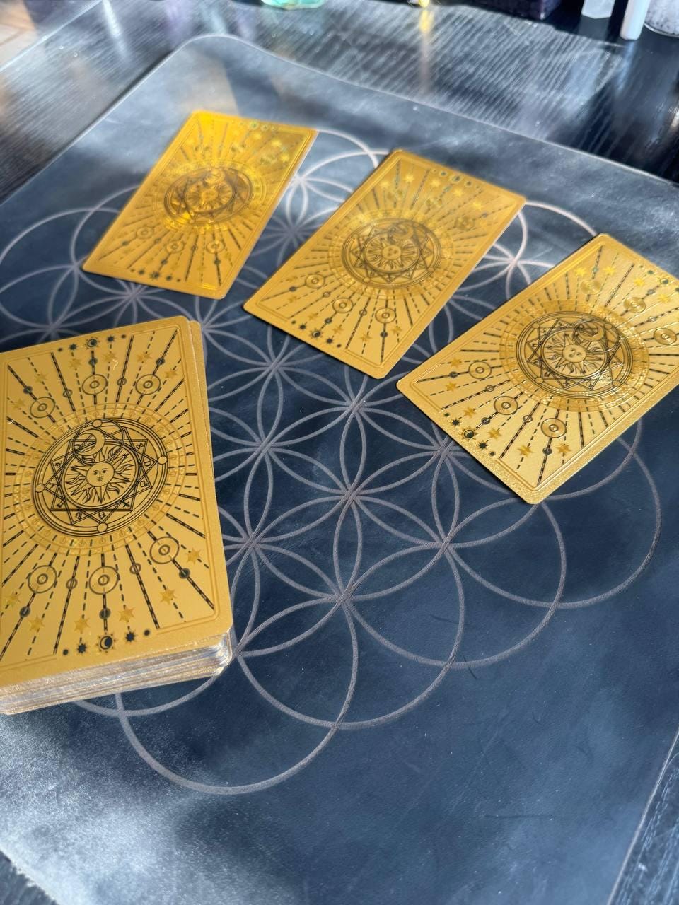 Flower of Life Leather Divination Mat for Tarot & Runes