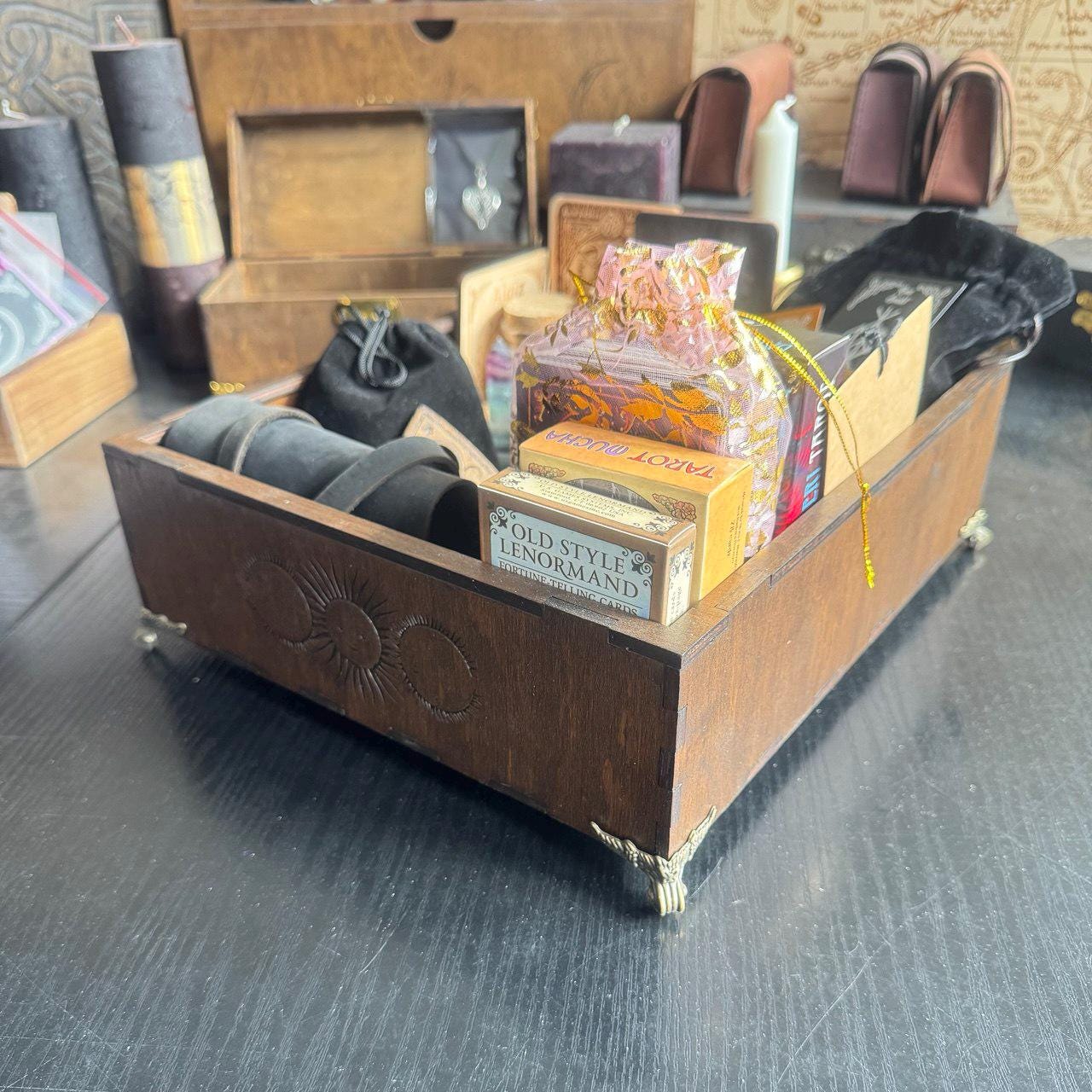 Personalized Wooden Witch Altar Box: Esoteric Magic Storage