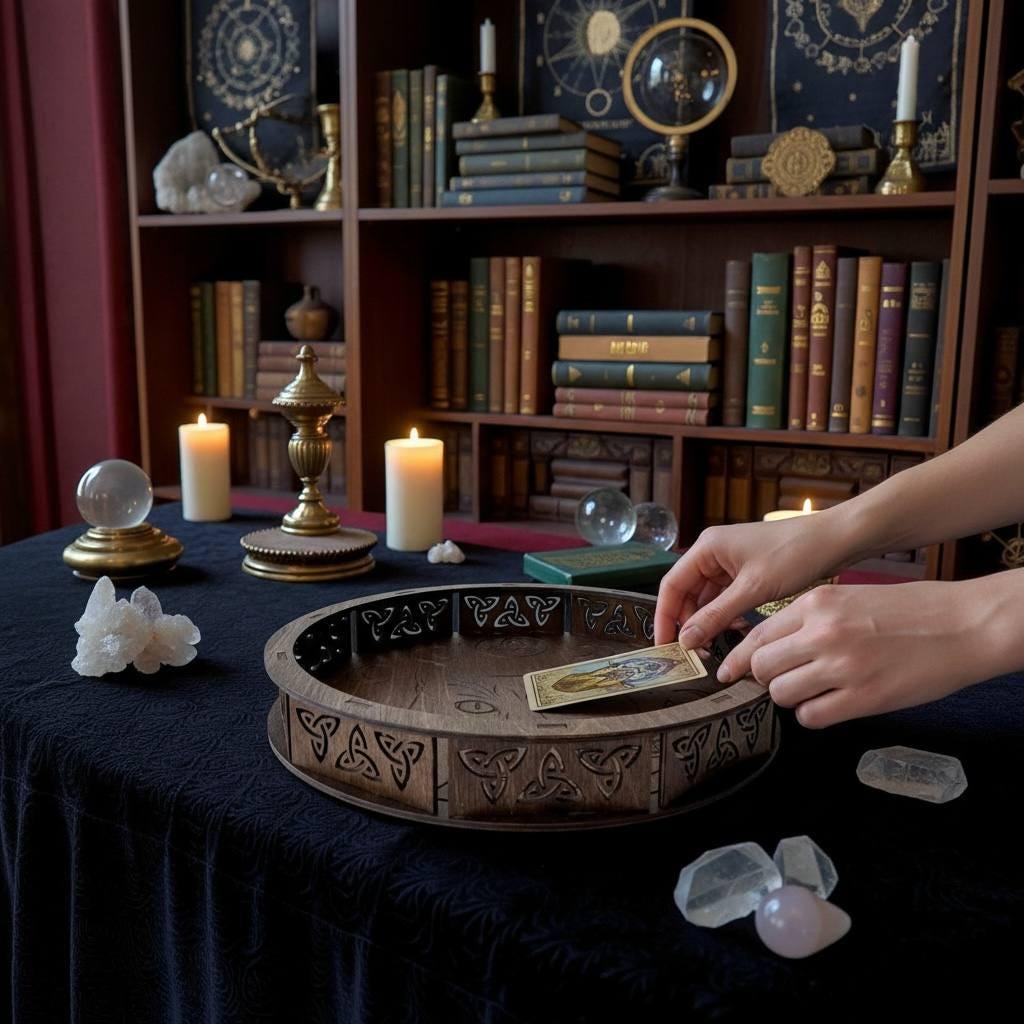 Personalized Cat Witch Altar Tray, Wenge Wood Ritual Decor