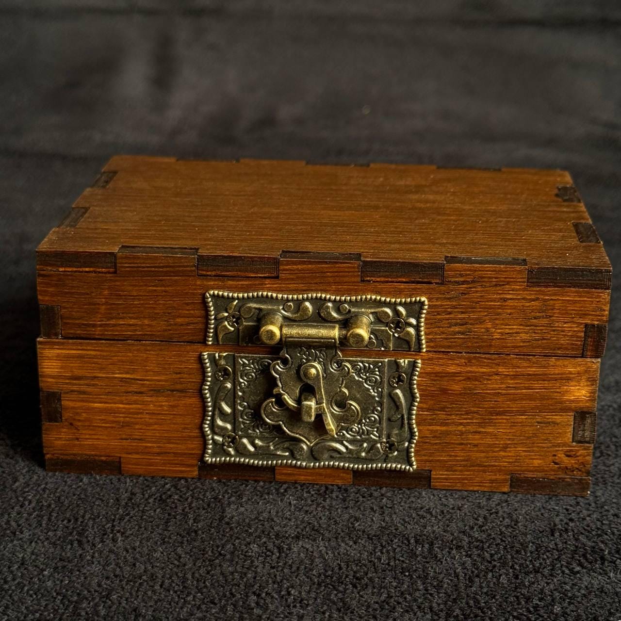 Wooden Treasure Box with Antique Lock, Vintage Style Jewelry Box Tarot Storage, Keepsake Chest