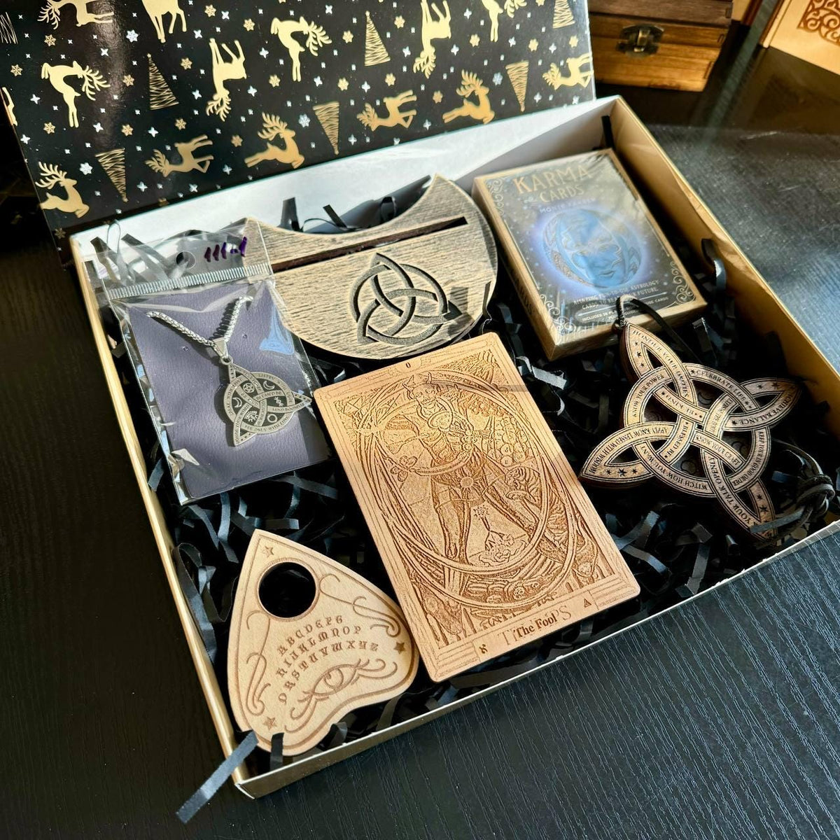 Witchcraft Mystery Box, Esoteric Surprise Gift Set with Tarot and Crystals