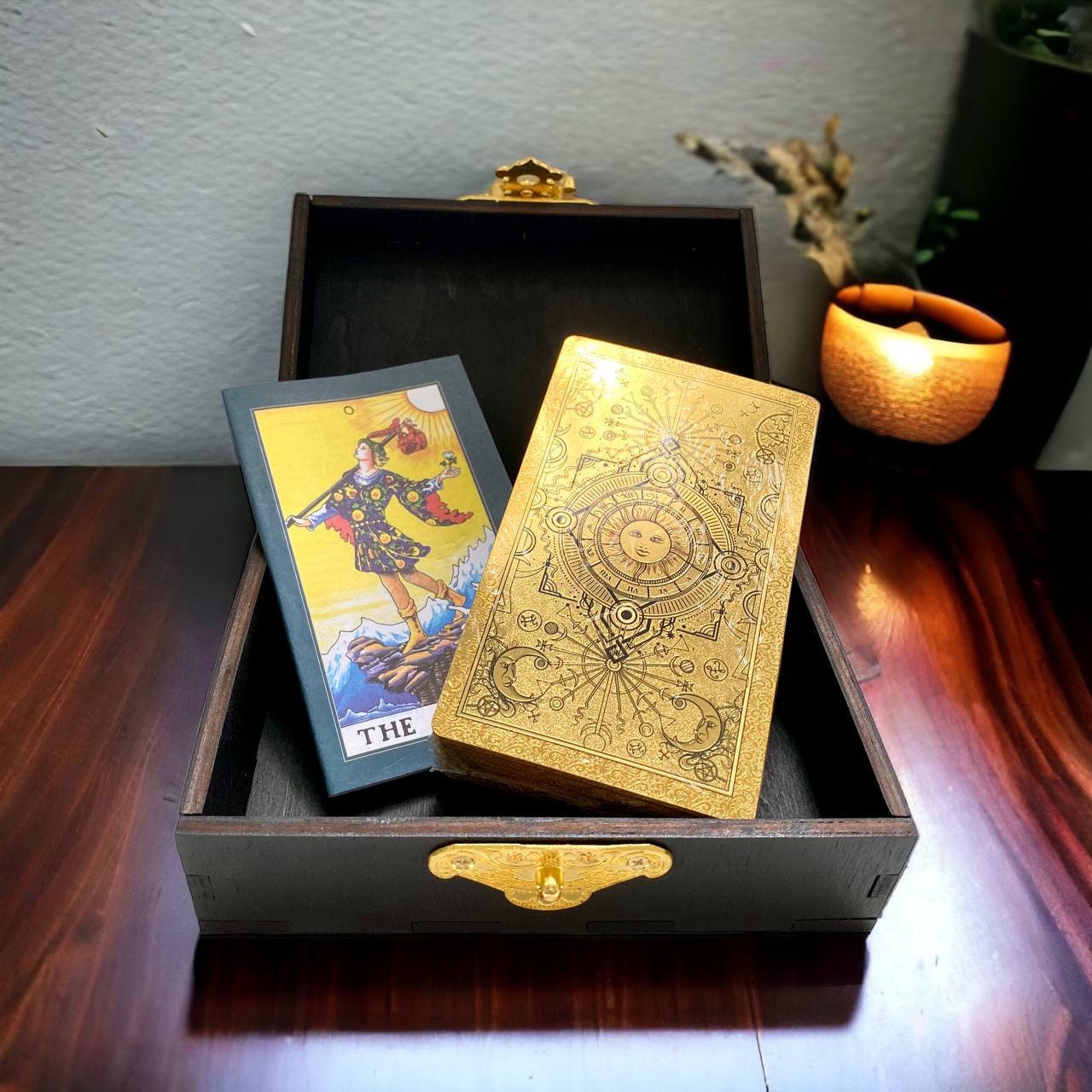 Gold Foil Rider Waite Smith Tarot Deck with Personalized Box