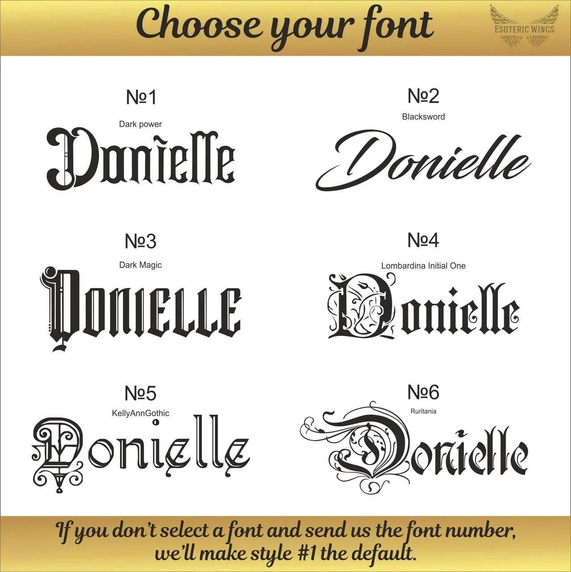 a selection of different font styles for the name "Donielle". There are six different font styles to choose from, each with a unique design and appearance.