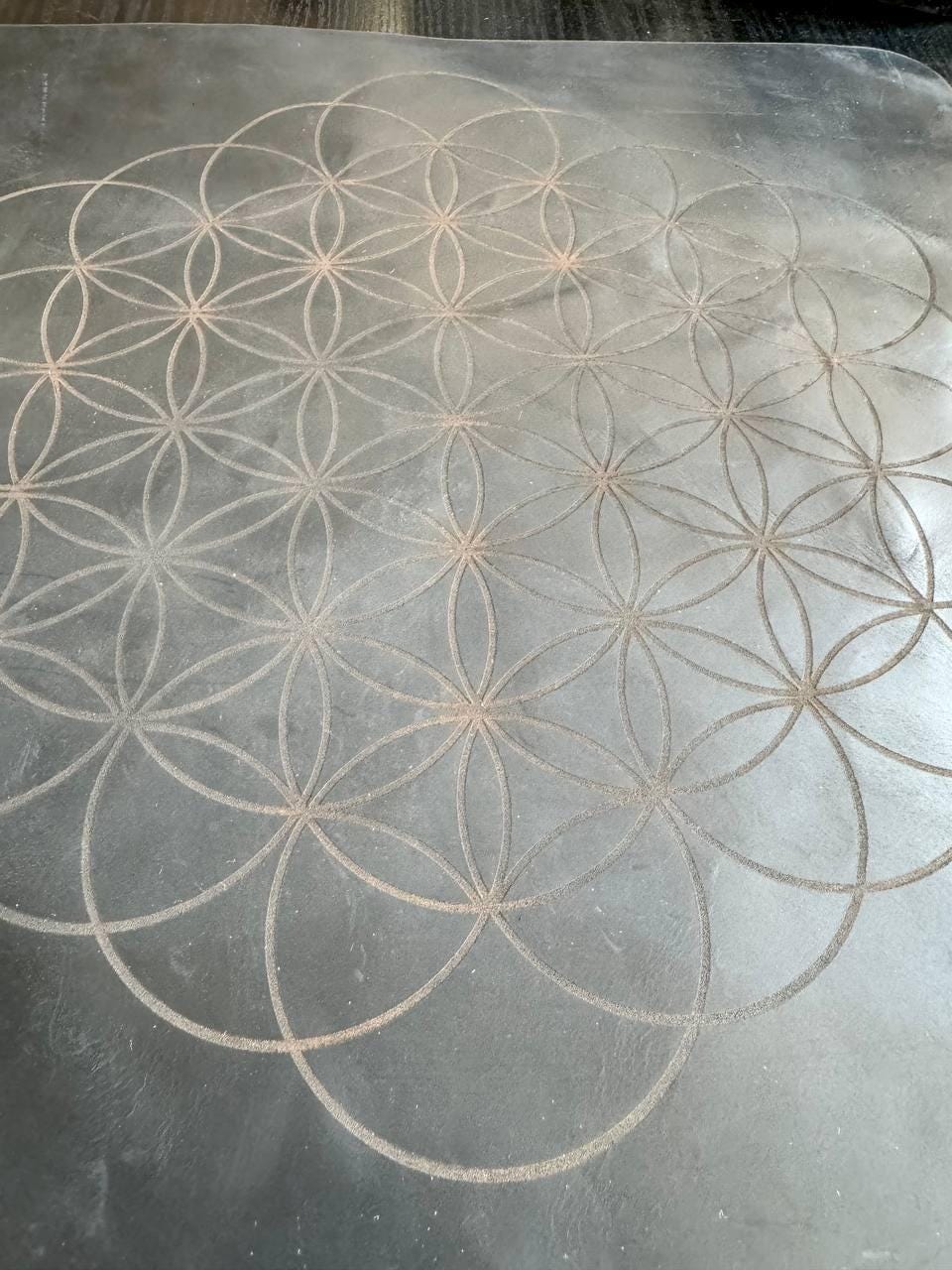 Engraved Leather Flower of Life Divination Mat